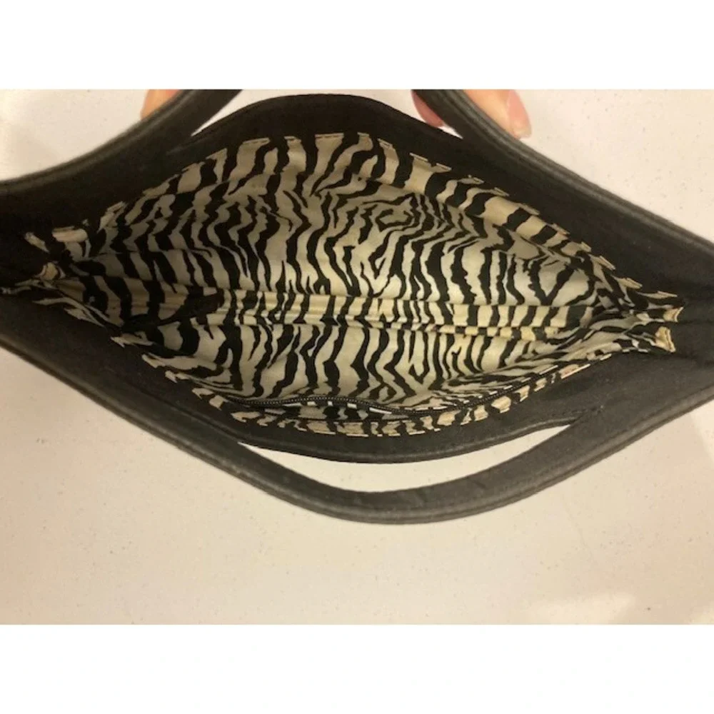 Vera Bradley Quilted Hand Held Purse Clutch Coffee Black with Zebra Print Lining